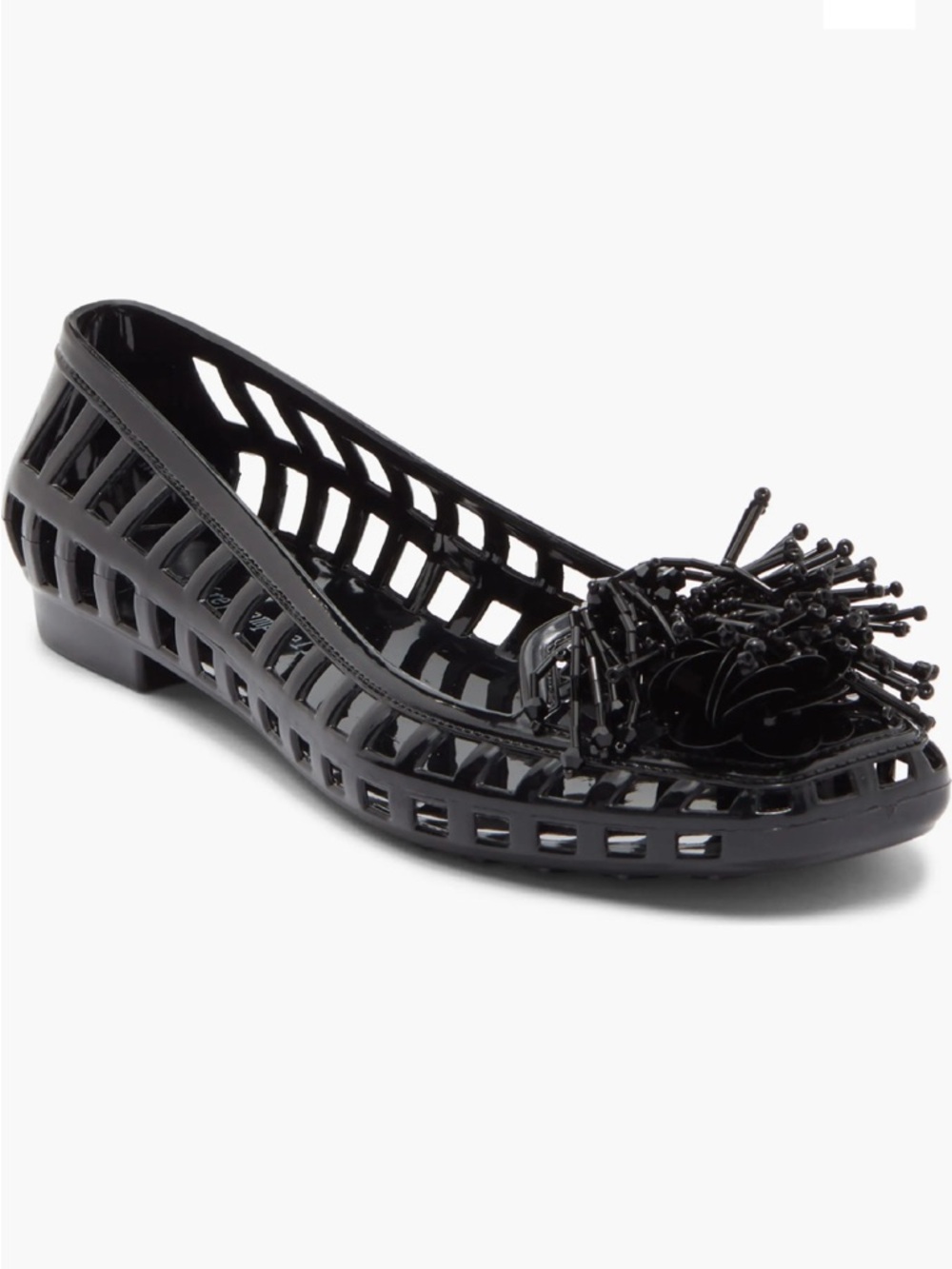 NEW Jeffrey Campbell Urchinz Flat Flats Jelly Jellies, Black Beaded, Size 7 37